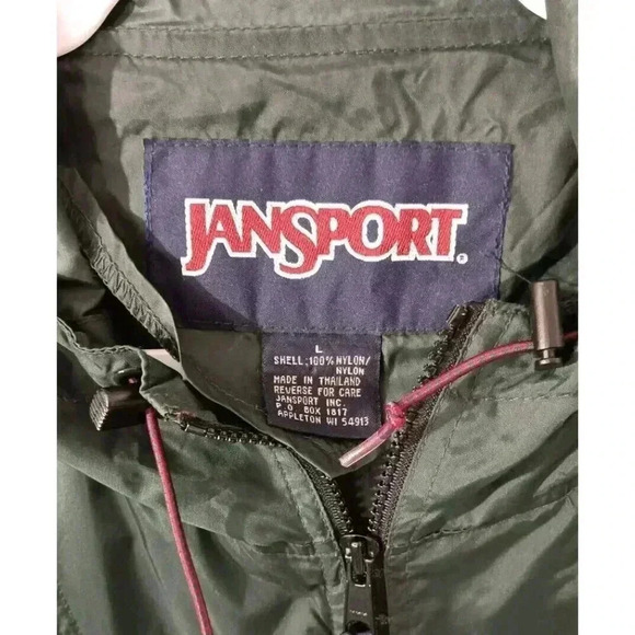 Jansport Vtg 90s Sz Large Nylon Color Block Stow-Away Pocket Windbreaker Hooded - Picture 2 of 10